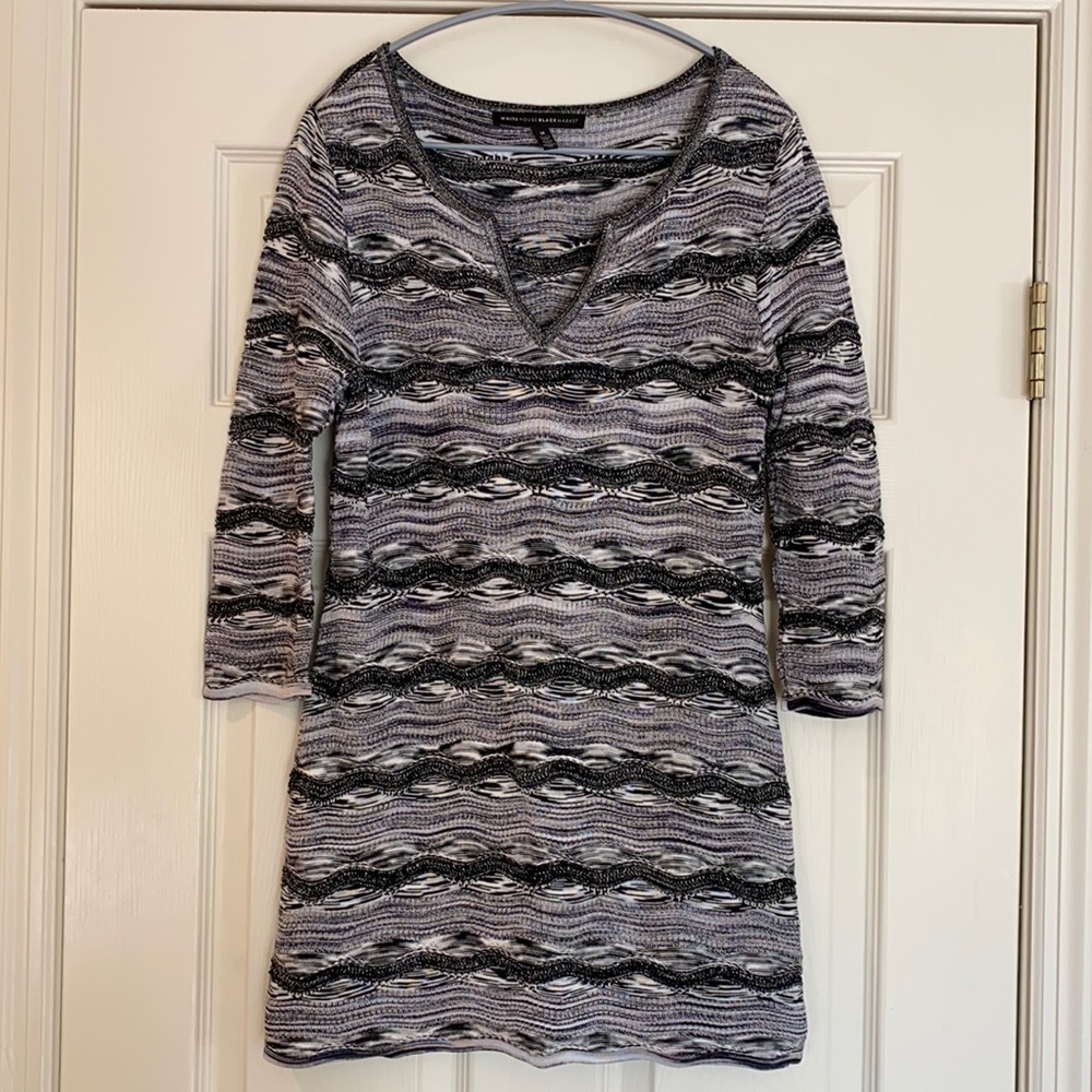 WHBM metallic knit detail variegated stripe pullover knit sweater.